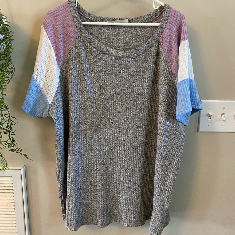 Haptics Waffle Knit Colorblock 3x Shirt